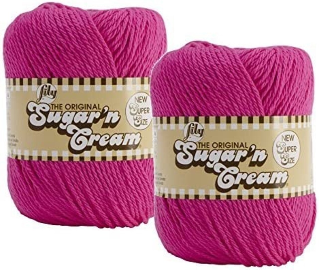 (Pack of 2) Lily Sugar'n Cream Yarn - Solids Super Size-Hot Pink